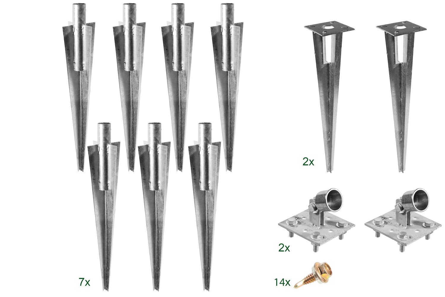 Pfostenhalter Set 7x für Rundpfosten 34mm